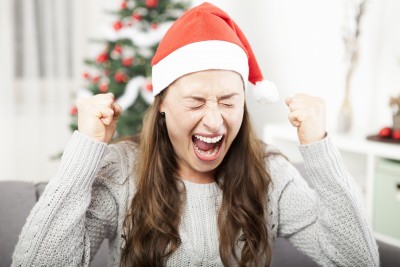 young girl is sad and frustrated about christmas so she screams